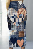 Sexy Print Patchwork Skinny Mid Waist Full Print Bottoms