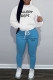Casual Letters Draw String Pocket Patchwork Contrast Hooded Long Sleeve Two Pieces