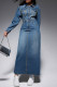 Street Solid Color Pocket Buckle Patchwork Turndown Collar Long Sleeve Straight Denim Dresses