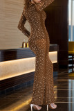 Sexy Hot Drilling Patchwork Square Neck Long Dresses