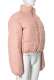 Casual Solid Color Pocket Patchwork Zipper Zipper Collar Outerwear
