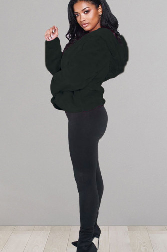 hooded Solid Zippered Pure Long Sleeve Coats & Cardigan