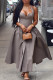 Elegant Solid Color Patchwork Backless Halter Long Dresses