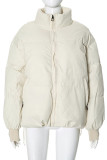 Casual Solid Color Pocket Patchwork Zipper Zipper Collar Outerwear