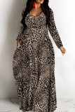 Casual Print Basic V Neck Long Dresses