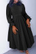 Elegant Solid Color Patchwork Ruched O Neck A Line Plus Size Dresses