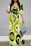 Casual Street Geometric Print Leopard Lace Up Contrast V Neck Printed Dresses