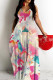 Casual Print Backless Spaghetti Strap Long Dresses