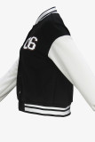 Casual Letters Buckle Patchwork Contrast V Neck Outerwear