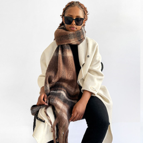 Casual Daily Plaid Tassel Scarf