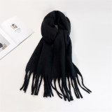 Casual Daily Solid Color Tassel Scarf
