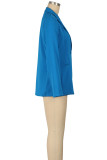 Office lady Solid Color Pocket Buttons Patchwork Turn-back Collar Outerwear