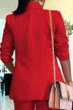 Office lady Solid Color Pocket Buttons Patchwork Turn-back Collar Outerwear
