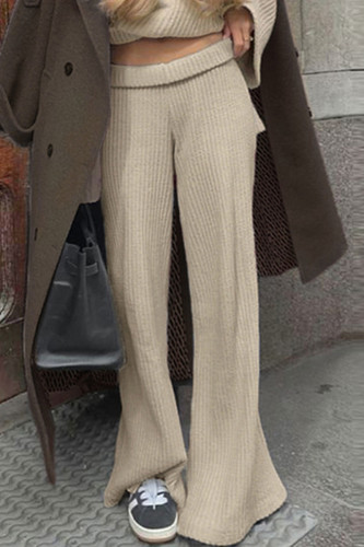 Casual Solid Color Patchwork Low Waist Wide Leg Patchwork Bottoms
