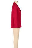 Office lady Solid Color Pocket Buttons Patchwork Turn-back Collar Outerwear