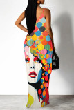 Sexy Geometric Print Pocket Contrast V Neck Printed Dresses