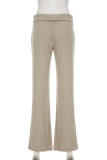 Casual Solid Color Patchwork Low Waist Wide Leg Patchwork Bottoms