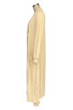 Casual Solid Color Pocket Patchwork O Neck Long Sleeve Two Pieces