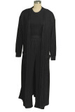 Casual Solid Color Pocket Patchwork O Neck Long Sleeve Two Pieces