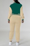 Casual Patchwork Contrast Fishtail Long Sleeve Two Pieces