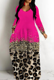 Casual Print Basic V Neck Long Dresses
