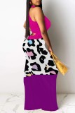 Casual Print Hollow Out O Neck Long Dresses