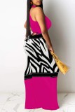 Casual Print Hollow Out O Neck Long Dresses