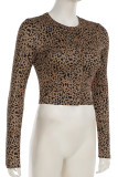 Sexy Print Buckle Patchwork Button Collar Tops