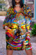 Casual Street Figure Print Pocket Contrast V Neck Printed Plus Size Dresses