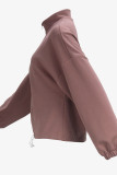 Casual Solid Color Patchwork Zipper Zipper Collar Outerwear