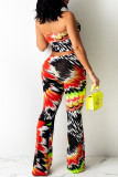 Casual Print Patchwork Backless Strapless Two Pieces
