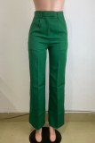 Casual Solid Color Pocket Zipper Patchwork Loose High Waist Wide Leg Patchwork Bottoms