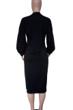 Casual Print Patchwork Beading O Neck Long Dresses