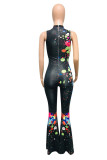 street Coloured drawing Sleeveless O Neck Jumpsuits