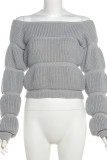 Casual Solid Color Patchwork Off Shoulder Tops