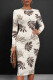 Casual Print Patchwork O Neck Wrapped Skirt Dresses