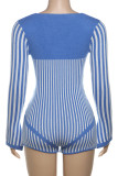 Sexy Solid Color Patchwork Cross Straps Deep V Neck Skinny Rompers