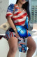 Casual Print Slit V Neck Short Sleeve Two Pieces
