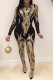 Fashion Long Sleeve Perspective Sequins Jumpsuit