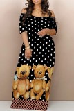 Casual Print Basic Off Shoulder Long Dresses