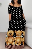 Casual Print Basic Off Shoulder Long Dresses