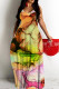 Casual Print Backless Spaghetti Strap Long Dresses