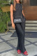 Casual Solid Color Patchwork Ruched O Neck Sleeveless Two Pieces