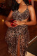 Sexy Leopard Print Patchwork Backless Halter Irregular Dresses