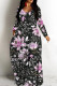 Casual Print Basic V Neck Long Dresses