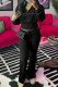 Casual Solid Color Draw String Patchwork Zipper Zipper Collar Long Sleeve Two Pieces