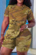 Casual Print Basic O Neck Short Sleeve Two Pieces