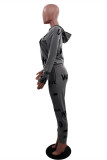 Fashion Casual Print Basic Zipper Collar Long Sleeve Two Pieces