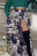 Casual Print Patchwork Slit Zipper Loose Mid Waist Full Print Bottoms