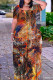 Casual Print Basic O Neck Long Plus Size Dresses